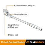 Ensemble de 4 clés à cliquet à tête flexible de 1/4", 3/8" et 1/2" à 90 dents